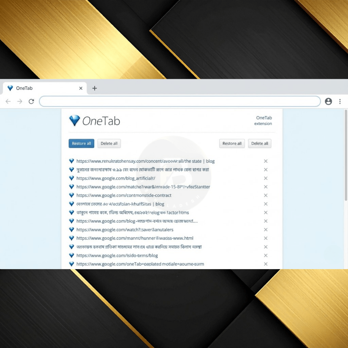 Restore Tabs Using OneTab Extension