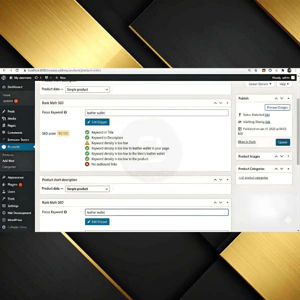 Configuring shipping weight and dimensions fields for WooCommerce product upload.